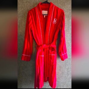 Victoria's Secret Red Plush Robe with Tie Belt